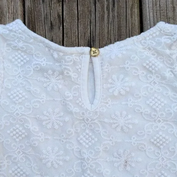Genuine Kids By Oshkosh 3T White Embroidered Short Sleeve Blouse - Picture 5 of 7